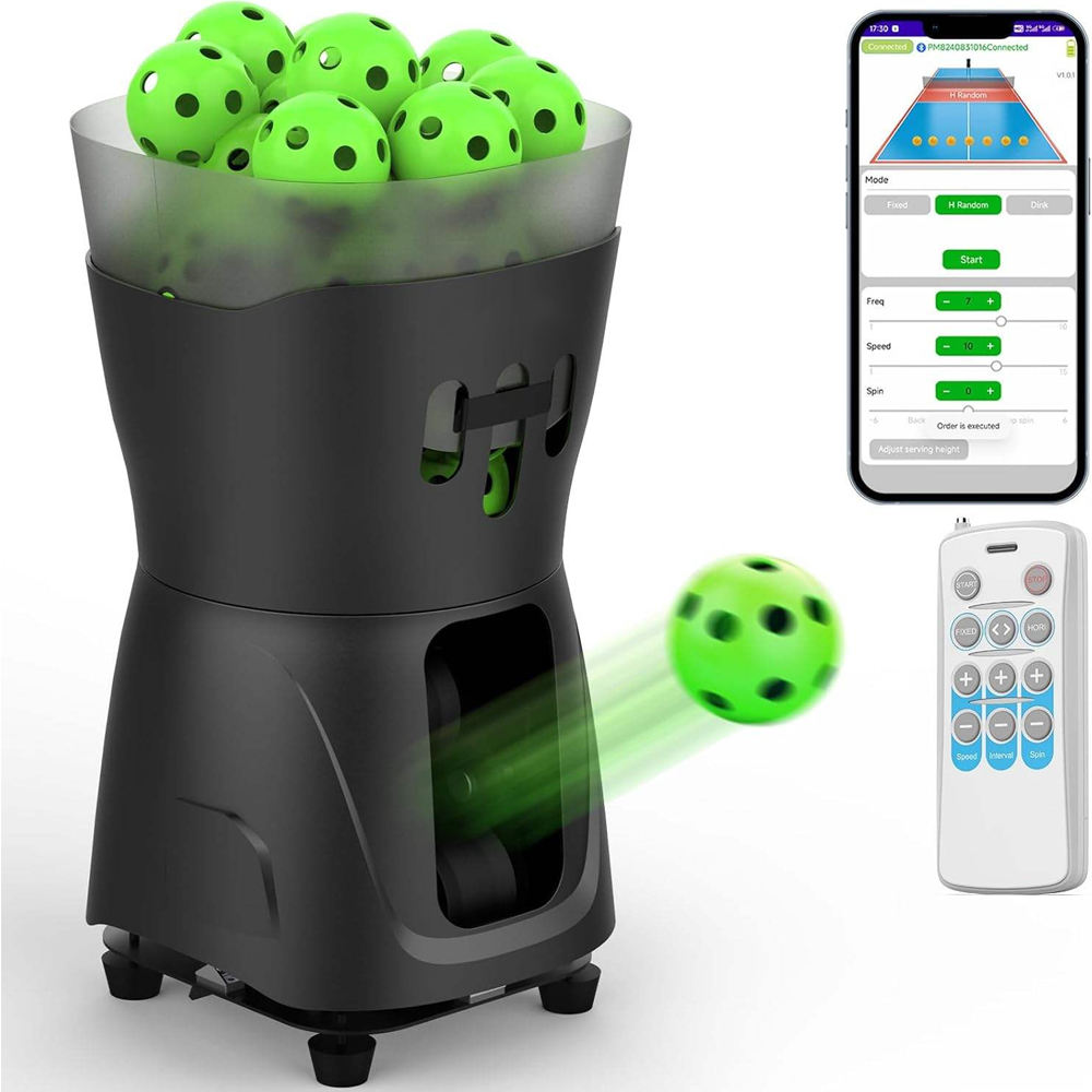 TenniSmash TS-08 ABS Mini Tennis Net Ball Machine with IOS/Android App-Controlled Robot Trainer and European Plug