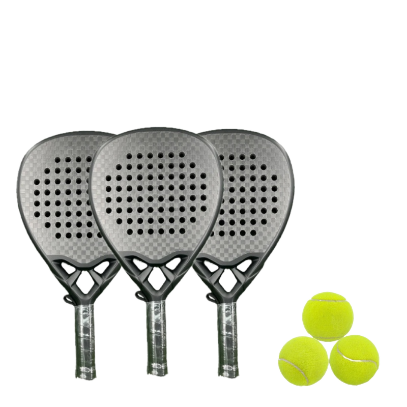Custom 12K Full Carbon Beach Tennis Racket Set Professional Lightweight 360g Paddle Racket for Tournament Training with Balls