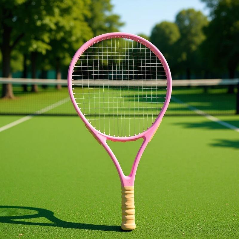 Matte pink Fujian Made Womens Tennis Racket No Brand Label Composite Carbon Frame Penhold Grip Moderate Shaft Stiffness