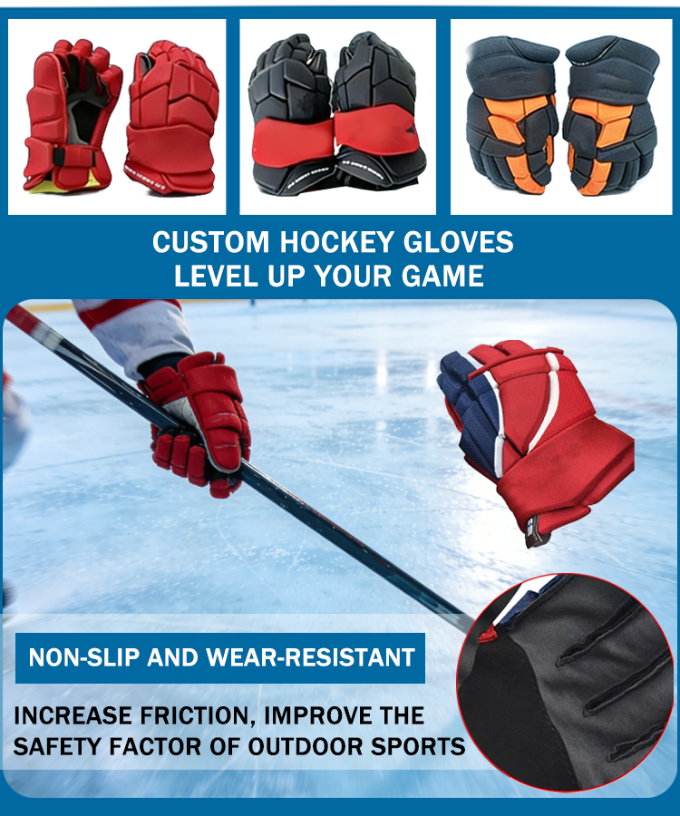 CN Factory Direct Custom Ice Hockey Training Equipment Comfortable Ice Hockey Gloves for INT/SR