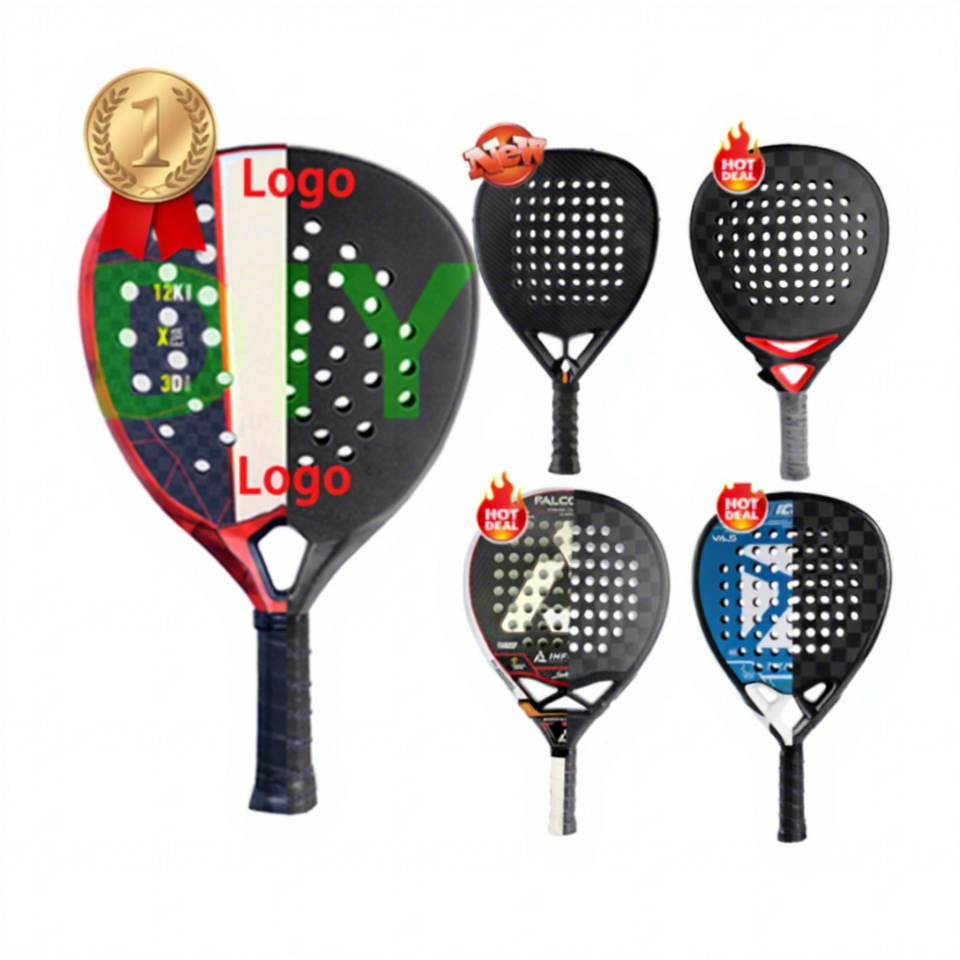 Customize Logo Diamond Tennis Paddle Racket Overgrip 12K18K Carbon Fiber Grip Lightweight Professional Polyester Net Pala De